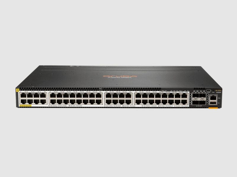 HPE Aruba 6300M 48-port HPE Smart Rate 1/2.5/5GbE Class 6 PoE and 4-port SFP56 Switch