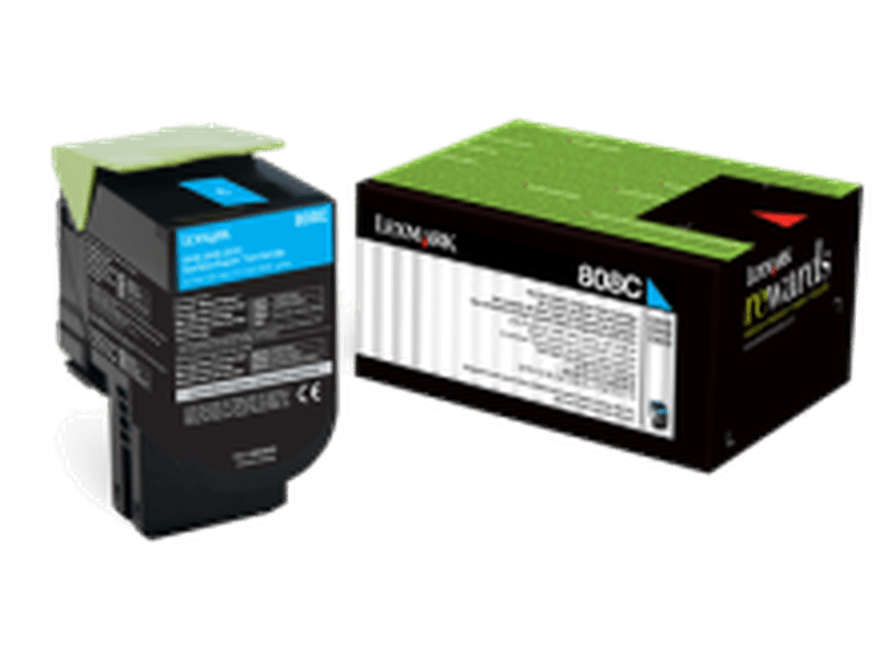 Lexmark 808C CYAN RETURN TONER CARTRIDGE 1K CX310/410/510