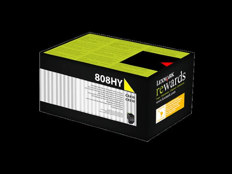 Lexmark 808HYE YELLOW HIGH YIELD CORPORATE TONER CARTRIDGE 3K CX410/CX510