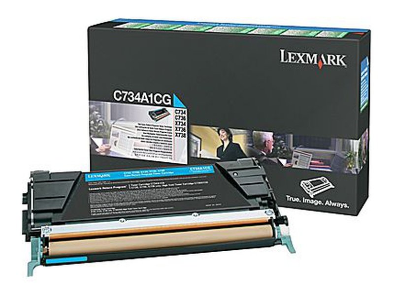 Lexmark C734A1CG CYAN TONER PREBATE YIELD 6000 PAGES FOR C734 C736