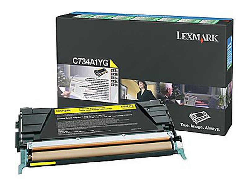 Lexmark C734A1YG YELLOW TONER PREBATE YIELD 6000 PAGES FOR C734 C736