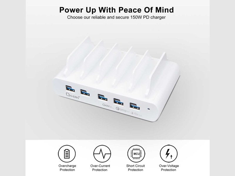 Oxhorn PD 150W 5 Port A+C Charging Dock with build-in rack