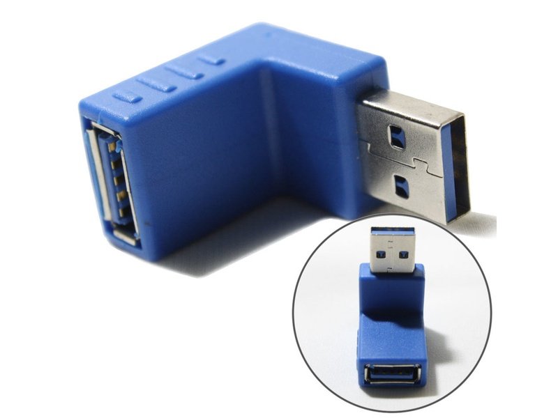 USB 3.0 Male to Female Adapter 90 Degree Down
