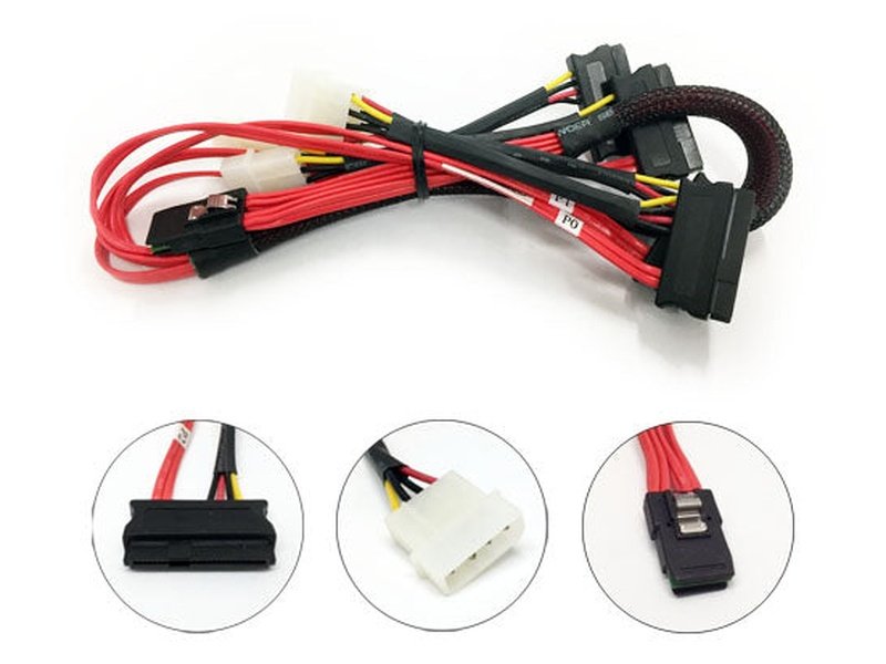 Mini SAS SFF-8087 to 4x SFF-8482 with 4x Molex Cable 50cm