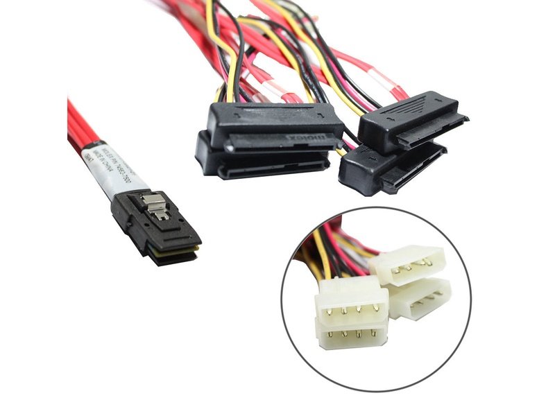 Mini SAS SFF-8087 to 4x SFF-8482 with 4x Molex Cable 1m