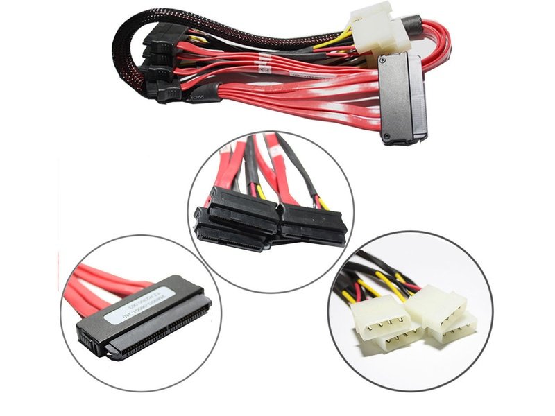 SAS SFF-8484 to 4x SFF-8482 with 4x Molex 4 Pin Cable 65cm