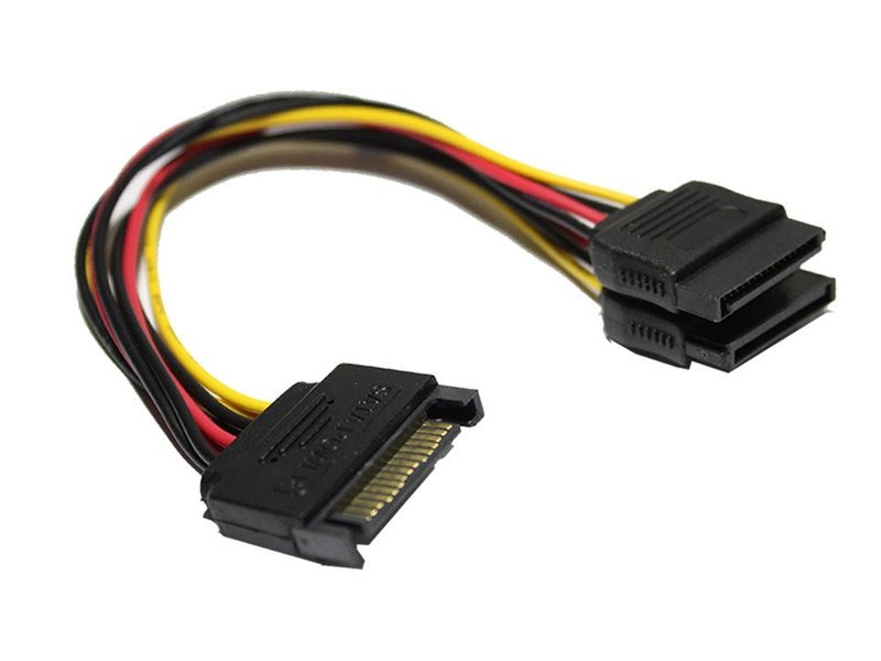 SATA 15 Pin Male to 2 x SATA 15 Pin Female Cable 20cm