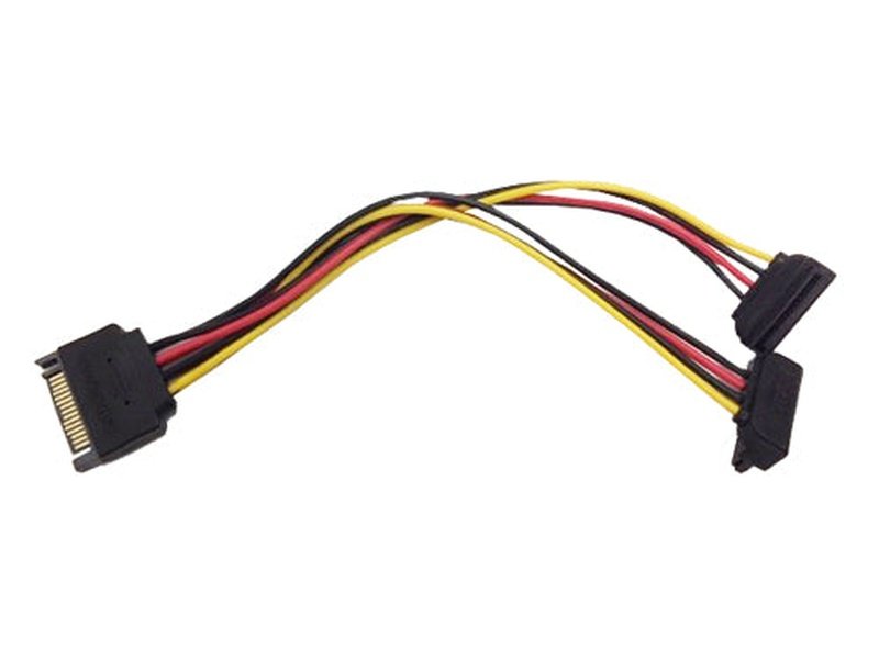 SATA 15 Pin M to 2 x SATA 15 Pin F Cable Angled 20cm