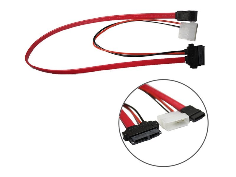 Slimline SATA 13 Pin Female to Molex 4 Pin Male and SATA 7 Pin Female 50cm