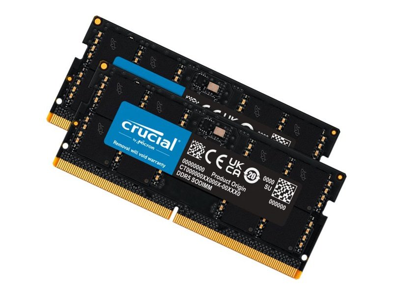 Crucial 16GB 2x8GB DDR5 SODIMM 4800MHz C40 1.1V Memory