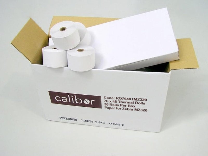 Calibor Thermal Paper 76mm X 48mm 36 Rolls/Box Imz/Mz320