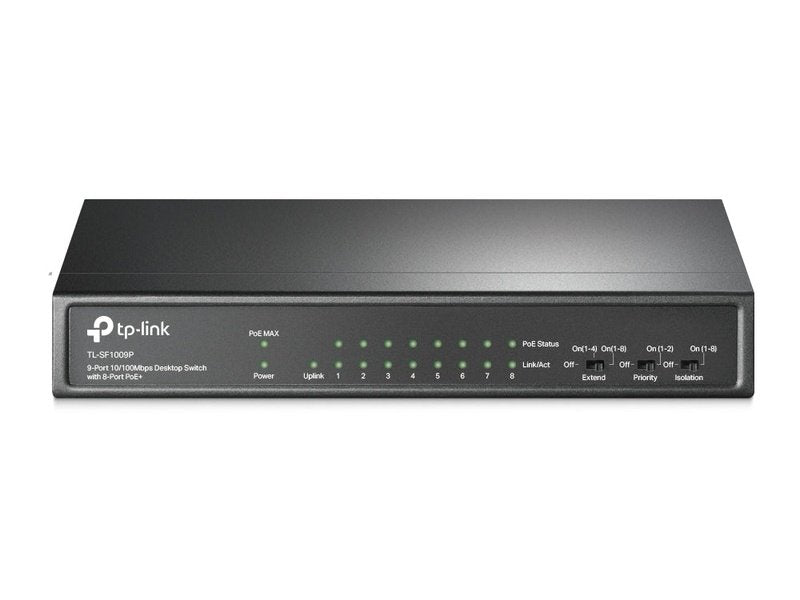 TP-Link SF1009P 9-Port 10/100Mbps Desktop Switch with 8-Port PoE+