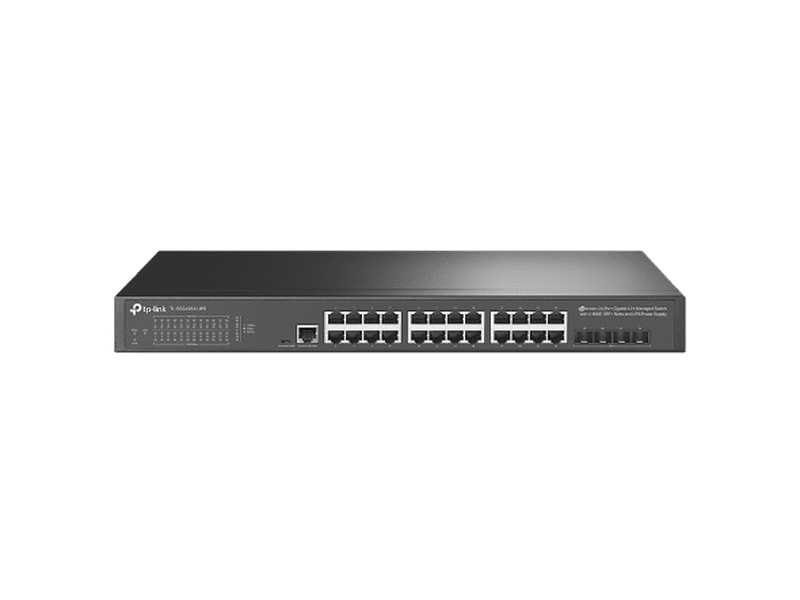 TP-Link TL-SG3428X-UPS JetStream 24-Port Gigabit L2+ Managed Switch with 4 10GE SFP+ Slots and UPS Power Supply