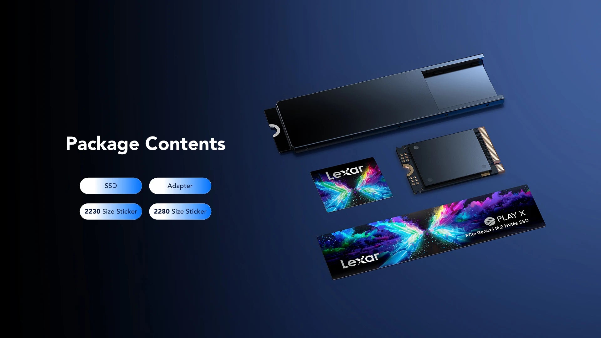 Lexar® PLAY X 1TB M.2 PCIe Gen4x4 NVMe SSD, up to 7400MB/s read, 6400MB/s write