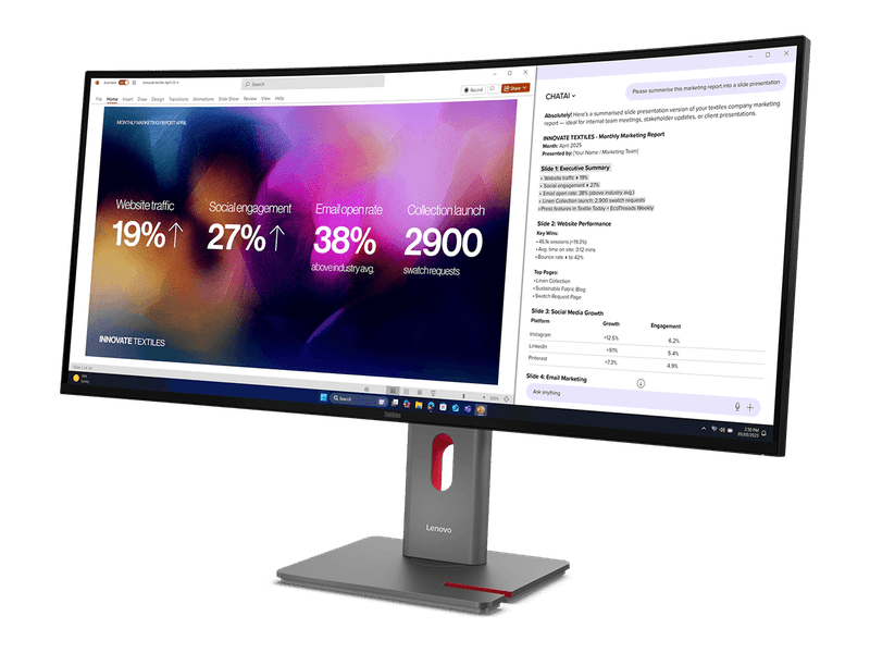 Lenovo ThinkVision P40WD-40 40" 5K 120Hz WUHD IPS Curved Monitor 140W USB-C Speaker