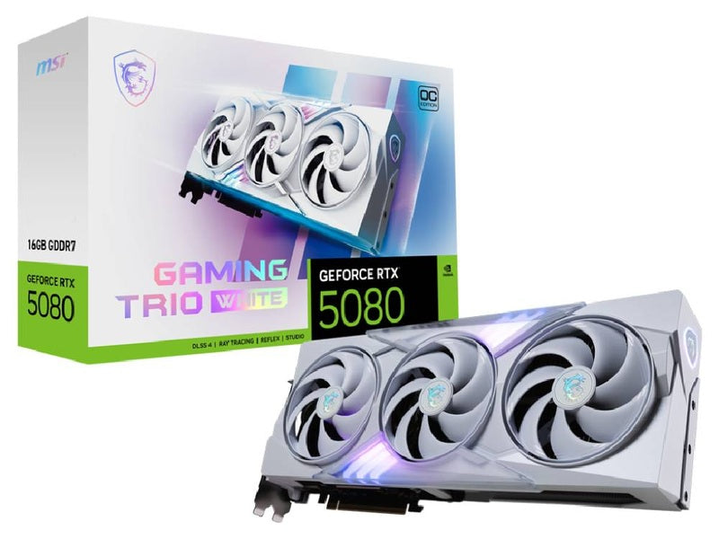 MSI GeForce RTX 5080 16GB GDDR7 GAMING TRIO OC WHITE Graphics Card