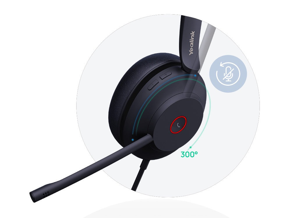 Yealink Wired UH37 MS Stereo Headset, Noise Cancelling Mic, Leather, USB-C, C to A Adapter
