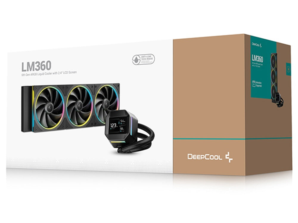 Deepcool LM360 360mm Compact 2.4" IPS Display Liquid CPU Cooler - Black