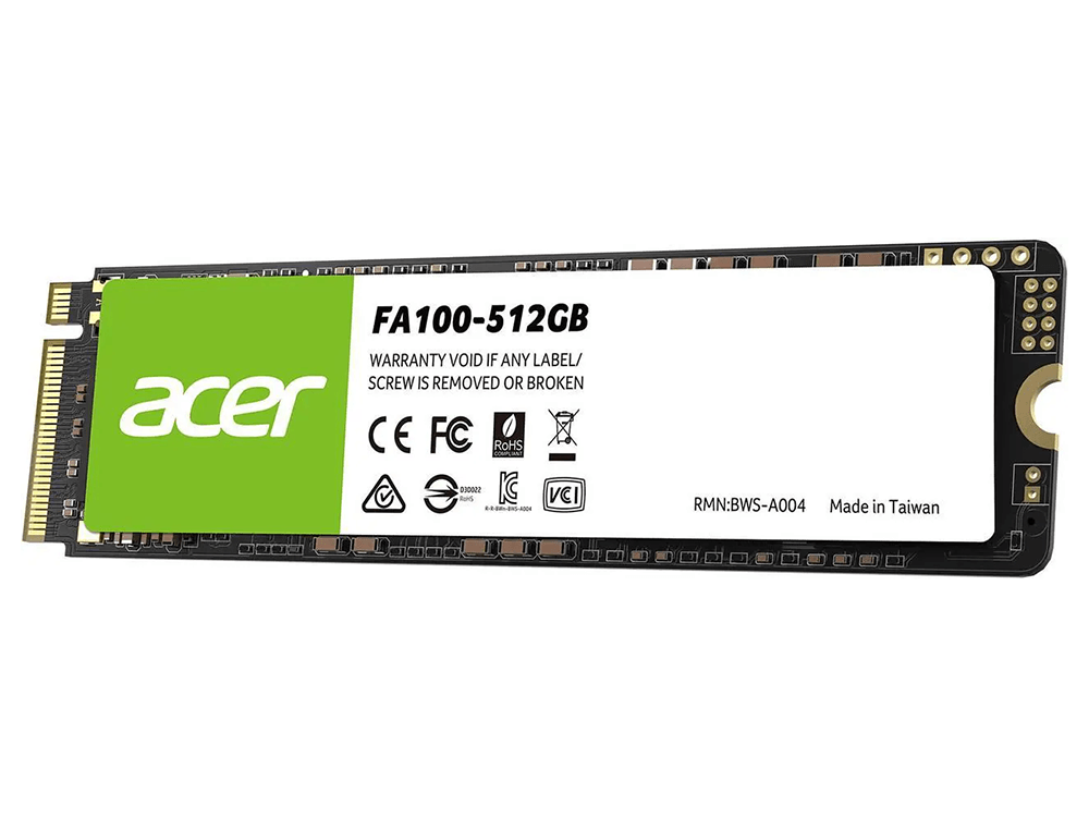 Acer FA100 512GB M.2 NVMe PCIe Gen 3x4 SSD up to 3300MB/s Read 2200MB/s Write