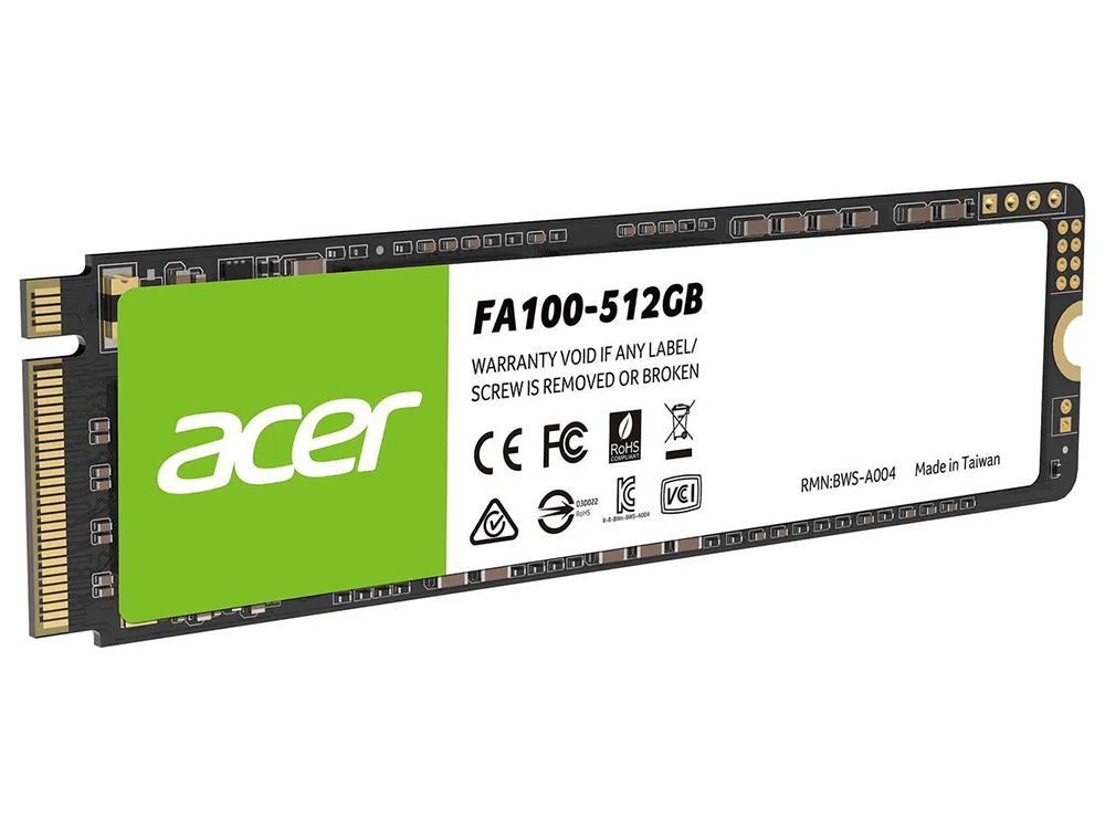 Acer FA100 512GB M.2 NVMe PCIe Gen 3x4 SSD up to 3300MB/s Read 2200MB/s Write