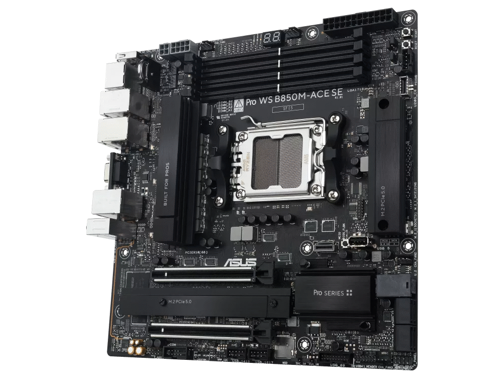 ASUS Pro WS B850M-ACE SE AMD B850 AM5 DDR5 Micro-ATX Workstation Motherboard