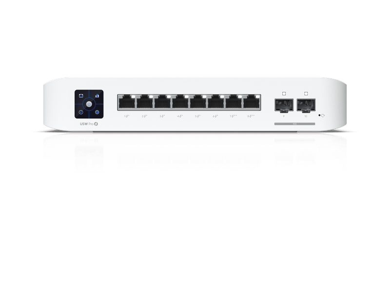Ubiquiti UniFi Network, Switch, 8-Port, POE 120W, 6 GbE PoE+ Ports, 2 GbE PoE++ Ports, 2 10G SFP+ Ports, Layer 3, Wall Mount,