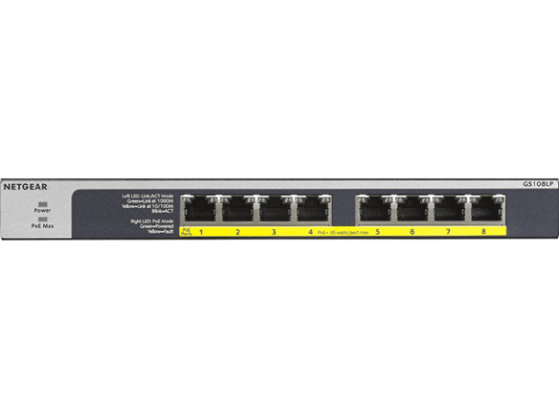 Netgear GS108LP 8-Port PoE/PoE+ Gigabit Ethernet Unmanaged Switch