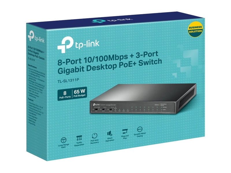 TP-Link TL-SL1311P 8-Port Unmanaged Gigabit Switch PoE+ 8 65W SFP 1