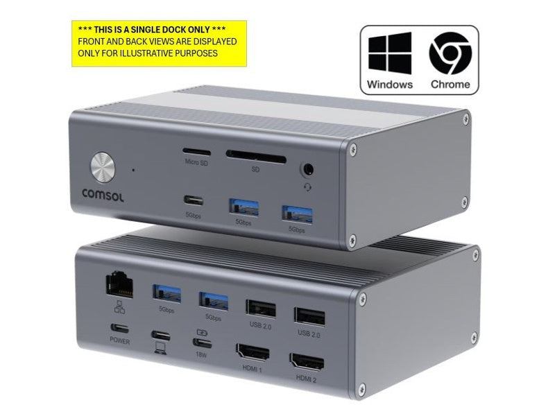 Comsol Dock, USB-C Dual 4K, 65W, HDMI 2 USB-C 2 USB-A 4 , PSU Included, 2YR WTY - DS24HDA