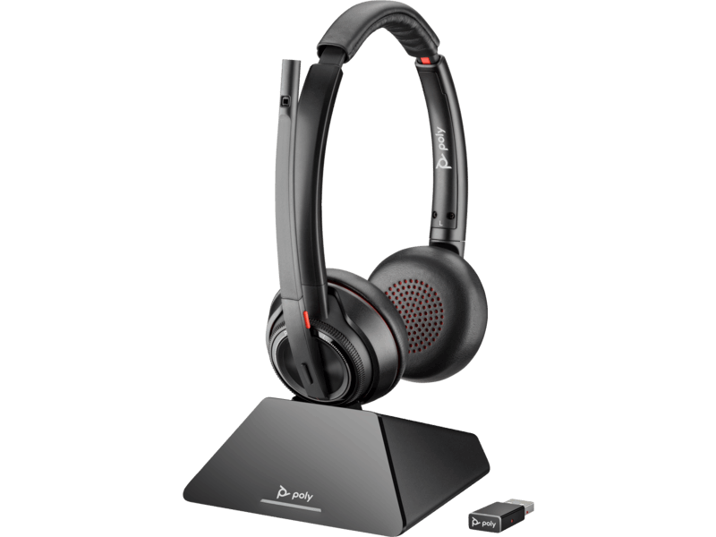 HP Poly Savi 8220 UC Office Wireless Stereo DECT Headset w/ D400 USB-A Dongle 8D3F5AA