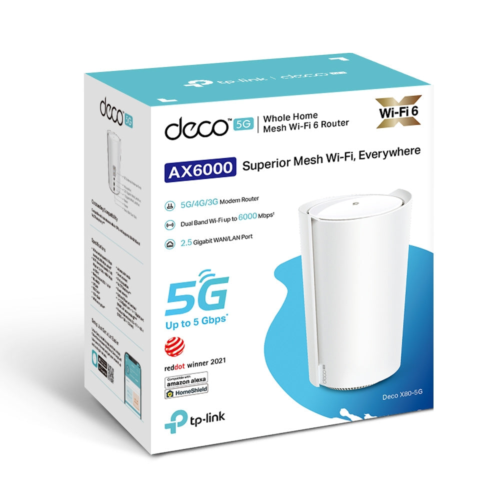 TP-Link Deco X80-5G 1-pack 5G AX6000 Whole Home Wi-Fi 6 Gateway