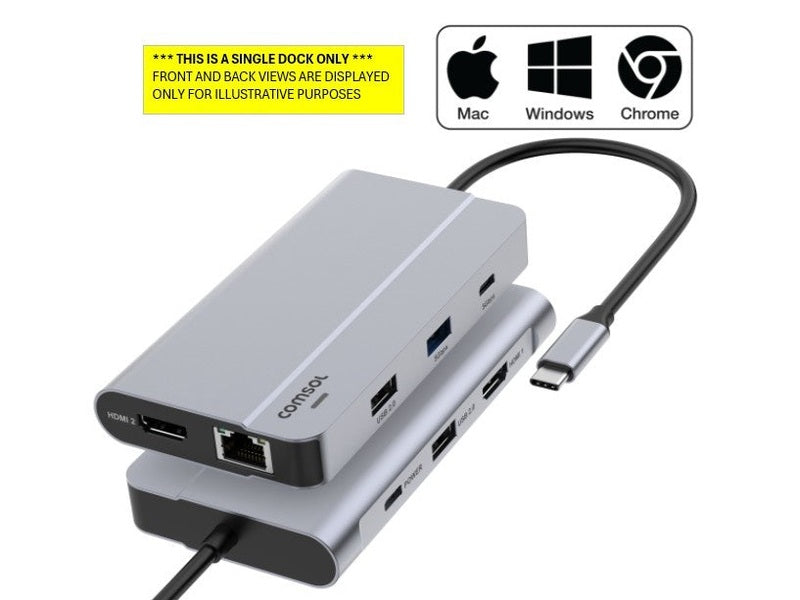 Comsol Universal Dock, USB-C Dual 4K, 85W, HDMI 2 USB-C 1 USB-A 3 , 2YR WTY - CM24HSM