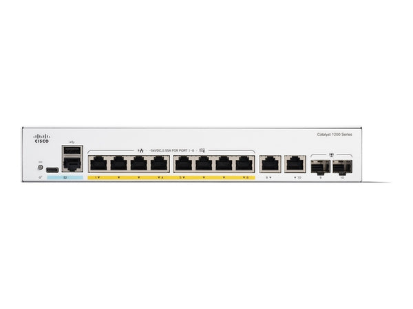 Cisco Catalyst 1200-8P-E-2G 8-Port Gigabit PoE+ 67W Smart Switch