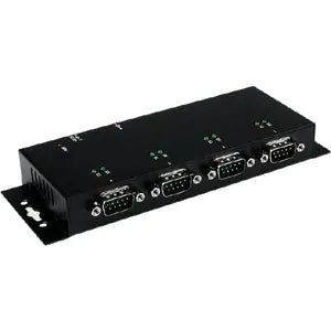 StarTech 4 Port USB to DB9 RS232 Serial Adapter Hub – Industrial DIN Rail and Wall Mountable