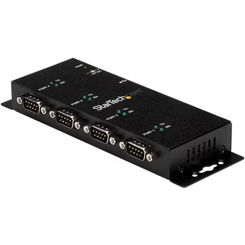 StarTech 4 Port USB to DB9 RS232 Serial Adapter Hub – Industrial DIN Rail and Wall Mountable