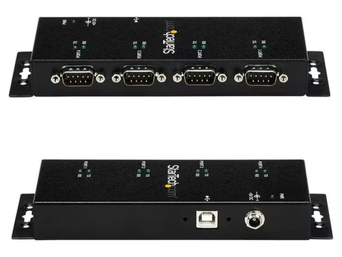 StarTech 4 Port USB to DB9 RS232 Serial Adapter Hub – Industrial DIN Rail and Wall Mountable