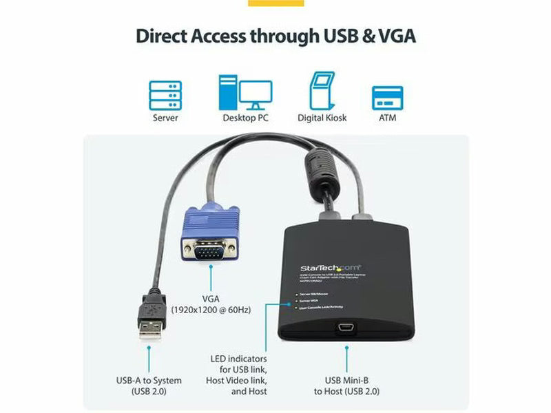 StarTech USB Crash Cart Adapter with File Transfer & Video Capture