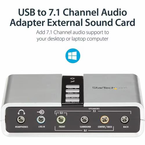 StarTech 7.1 USB Audio Adapter External Sound Card with SPDIF Digital Audio