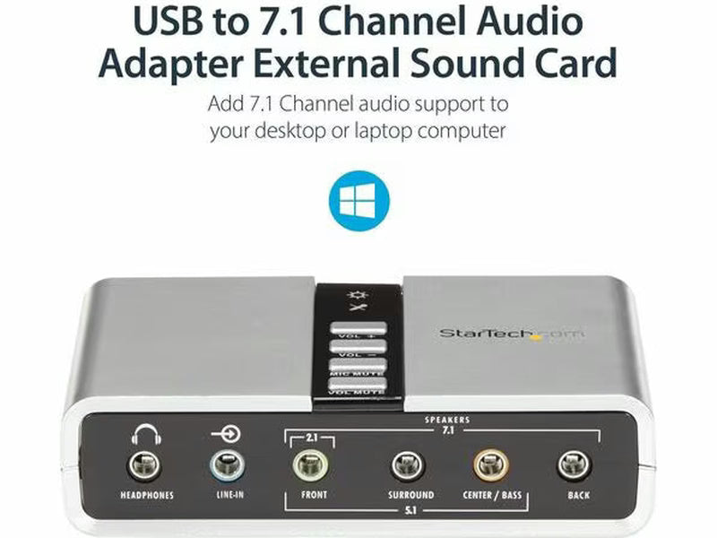 StarTech 7.1 USB Audio Adapter External Sound Card with SPDIF Digital Audio