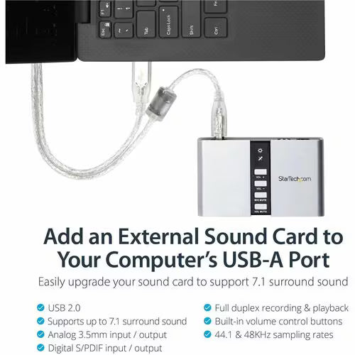 StarTech 7.1 USB Audio Adapter External Sound Card with SPDIF Digital Audio