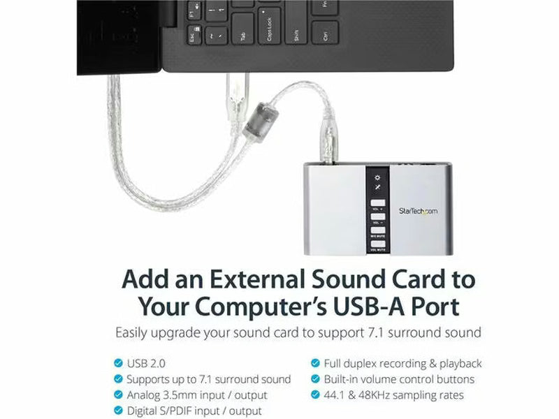 StarTech 7.1 USB Audio Adapter External Sound Card with SPDIF Digital Audio