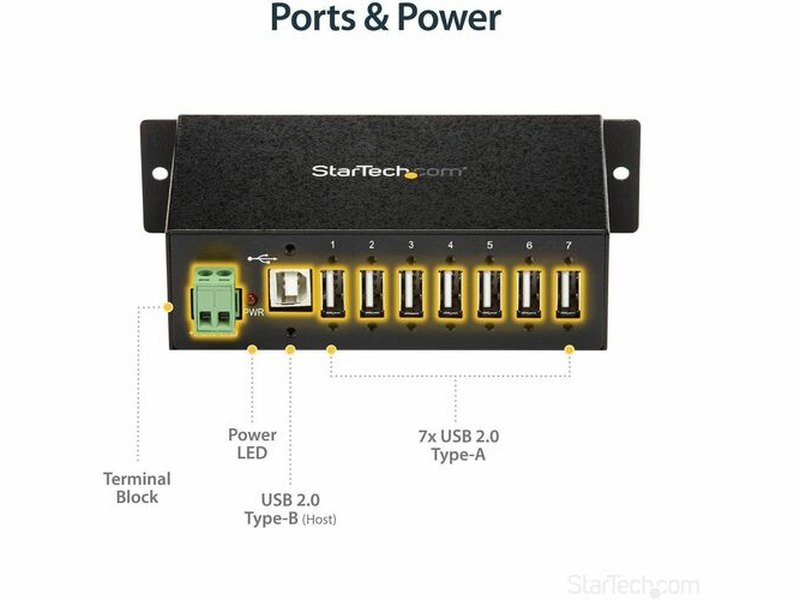 StarTech Mountable Rugged Industrial 7 Port USB Hub