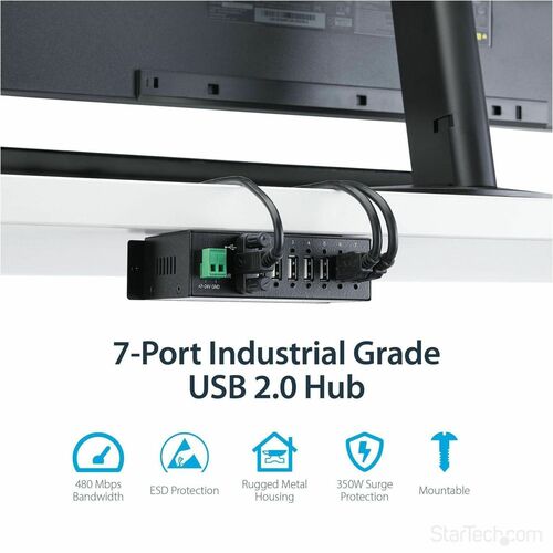 StarTech Mountable Rugged Industrial 7 Port USB Hub