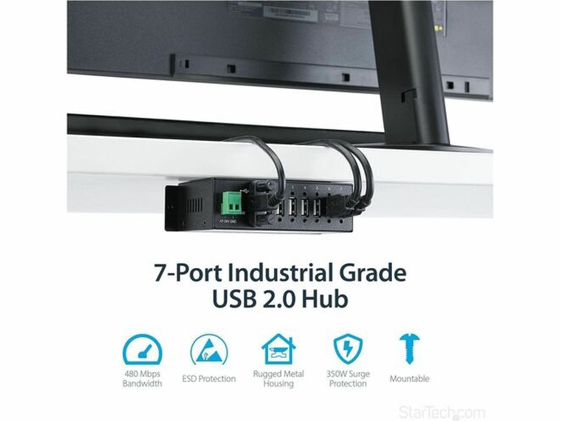 StarTech Mountable Rugged Industrial 7 Port USB Hub