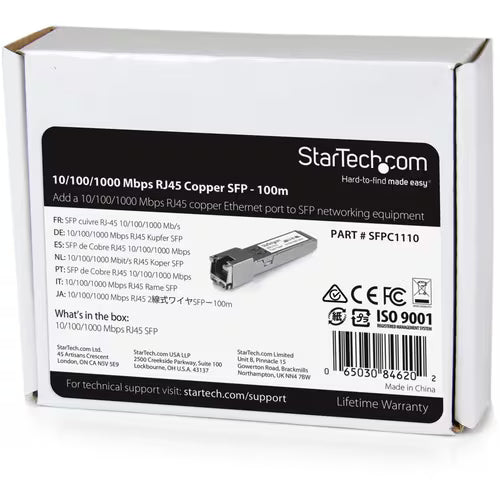 StarTech Cisco Compatible Gigabit RJ45 Copper SFP Transceiver Module - Mini-GBIC