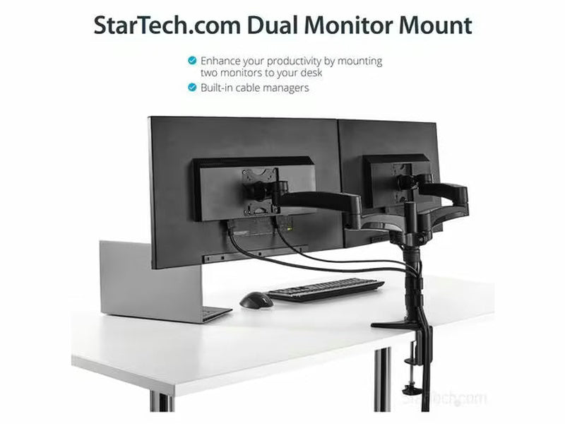 StarTech Desk Mount Dual Monitor Arm for VESA Monitors up to 24" 29.9lb/13.6kg