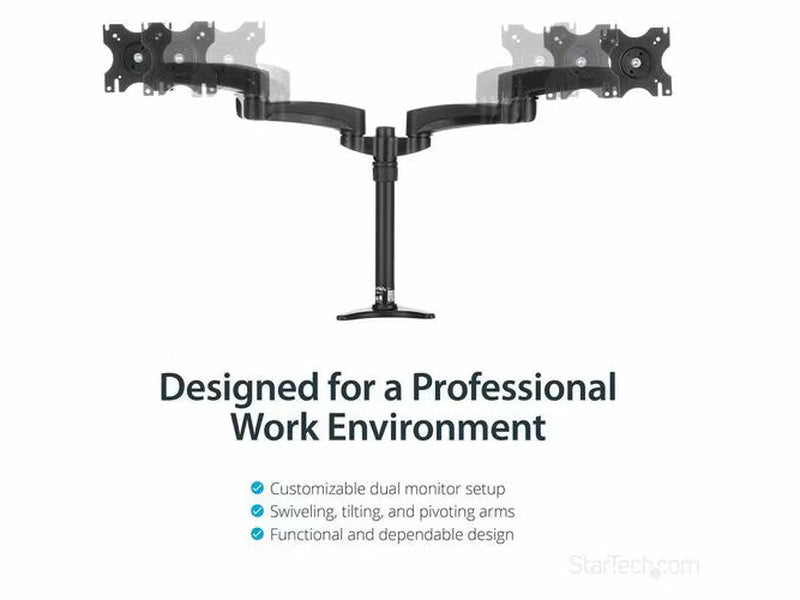 StarTech Desk Mount Dual Monitor Arm for VESA Monitors up to 24" 29.9lb/13.6kg