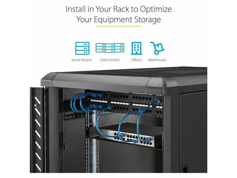 StarTech 1U Server Rack Shelf, Universal Rack Mount Cantilever Tray for 19" Network Equipment Rack, Heavy Duty Steel, 7" 17.8cm Deep