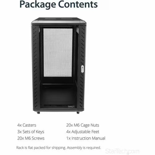 StarTech 22U 36in Knock-Down Server Rack Cabinet with Casters
