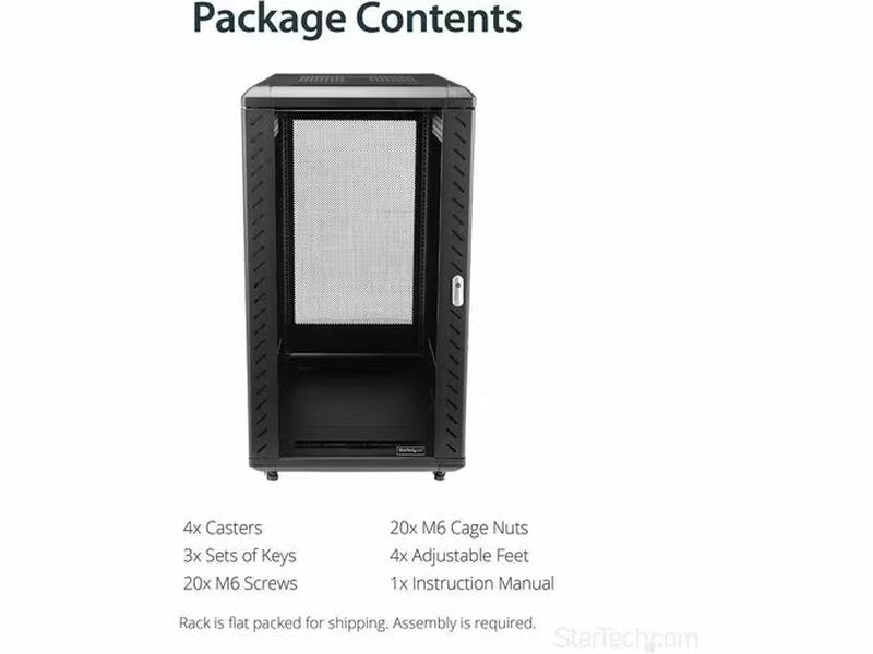 StarTech 22U 36in Knock-Down Server Rack Cabinet with Casters